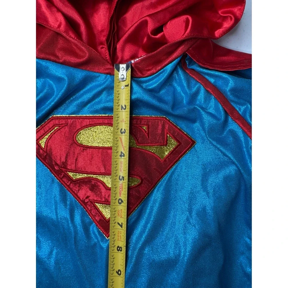 Supergirl Costume Dress with Attached Hooded Cape Blue Red‎ Girls Superhero